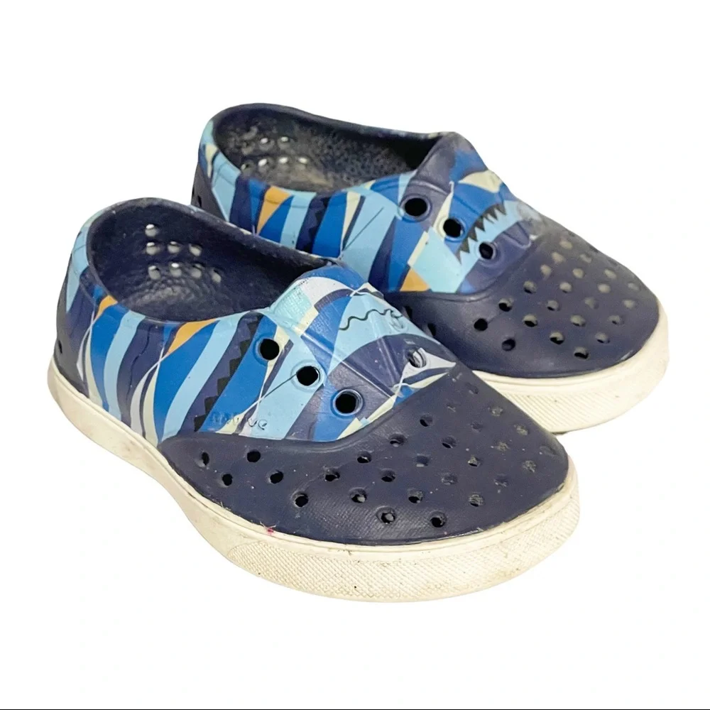 Native Boys 5 Shoes Miller Biggie Geometric Print‎ Blue Waterproof Regatta